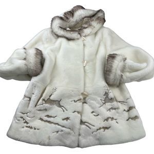 Vintage Penman’s Faux Fur Coat Womens Deer Details Size XL